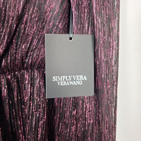 Simply Vera Vera Wang Sparkly Metallic Blouse Women's Sz Small NWT Purple Black - Picture 5 of 16